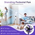 thumbnail image 6 of Gianna Quiet Pedestal Fan with Remote, Standing Floor Fan for Bedroom, Home Office - 15H Timer, 3 Speed & 3 Wind Modes, 80°Oscillating, Adjustable Height，White, 6 of 7