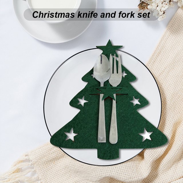 Bolsa de vajilla para árbol de Navidad, tema festivo para decoraciones de escritorio de fiesta, 4 Uds.