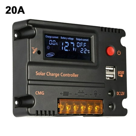 

BUYISI 12/24V Solar Panel 10A/20A CMG WPC Solar Charge Controller Battery Regulator USB 20A
