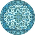 thumbnail image 1 of Ahgly Company Indoor Round Medallion Light Blue Traditional Area Rugs, 5' Round, 1 of 4