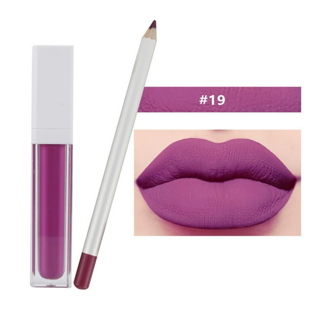 Brillo de labios de 21 colores, lápiz labial, set de brillo de labios. El brillo labial no se desvanece ni se pega a la taza. Acabado mate. 2 sets (1 lápiz labial + 1 brillo labial). Delineador de lab