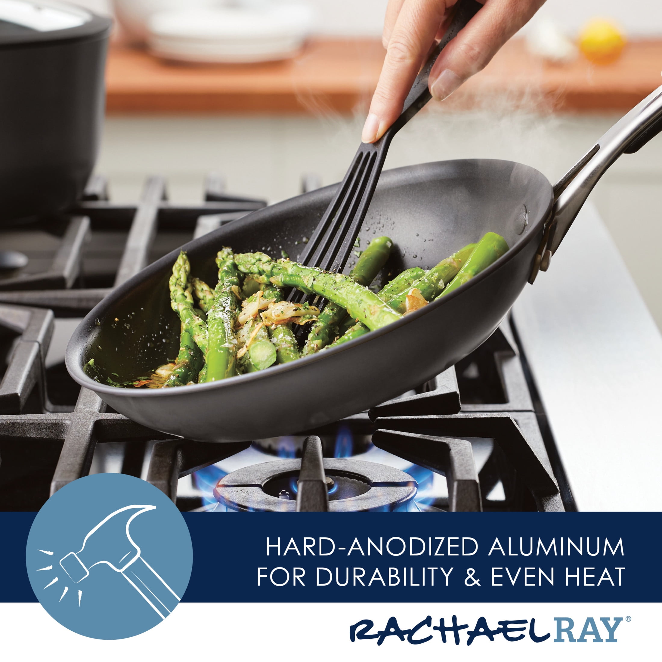 Rachael Ray Cook + Create 10pc Hard Anodized Nonstick Cookware Set With  Black Handles : Target