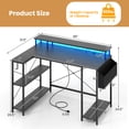 thumbnail image 3 of Costway 48" L-Shaped Gaming Desk with LED Lights & Power Outlets Storage Shelves Black, 3 of 10