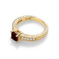 thumbnail image 3 of Gem Stone King 1.07 Ct Princess Cut Red Garnet White Created Sapphire 18K Yellow Gold Plated Silver Ring (Size 9), 3 of 5