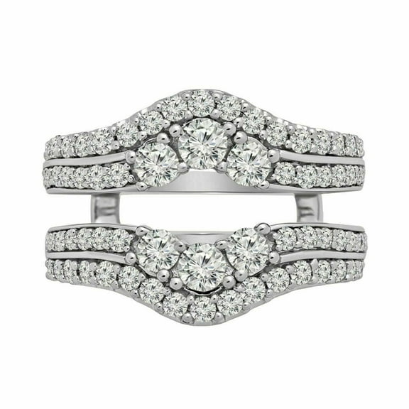 14k White Gold Plated 3 Ct Lab Created Diamond Enhancer Wrap Guard Ring Women's