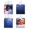 thumbnail image 2 of Lsque Lantern On Snow With Christmas Printed Tissue Box Cover Holder, Facial Paper Organizer Dispenser,Square with Bottom Belt, PVC Leather Decorative Organizer, 2 of 8