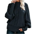 thumbnail image 2 of AOOCHASLIY Clearance Sweaters Ladies Casual Solid Long Sleeve Thick Knit Pullover Crewneck Sweater, 2 of 5