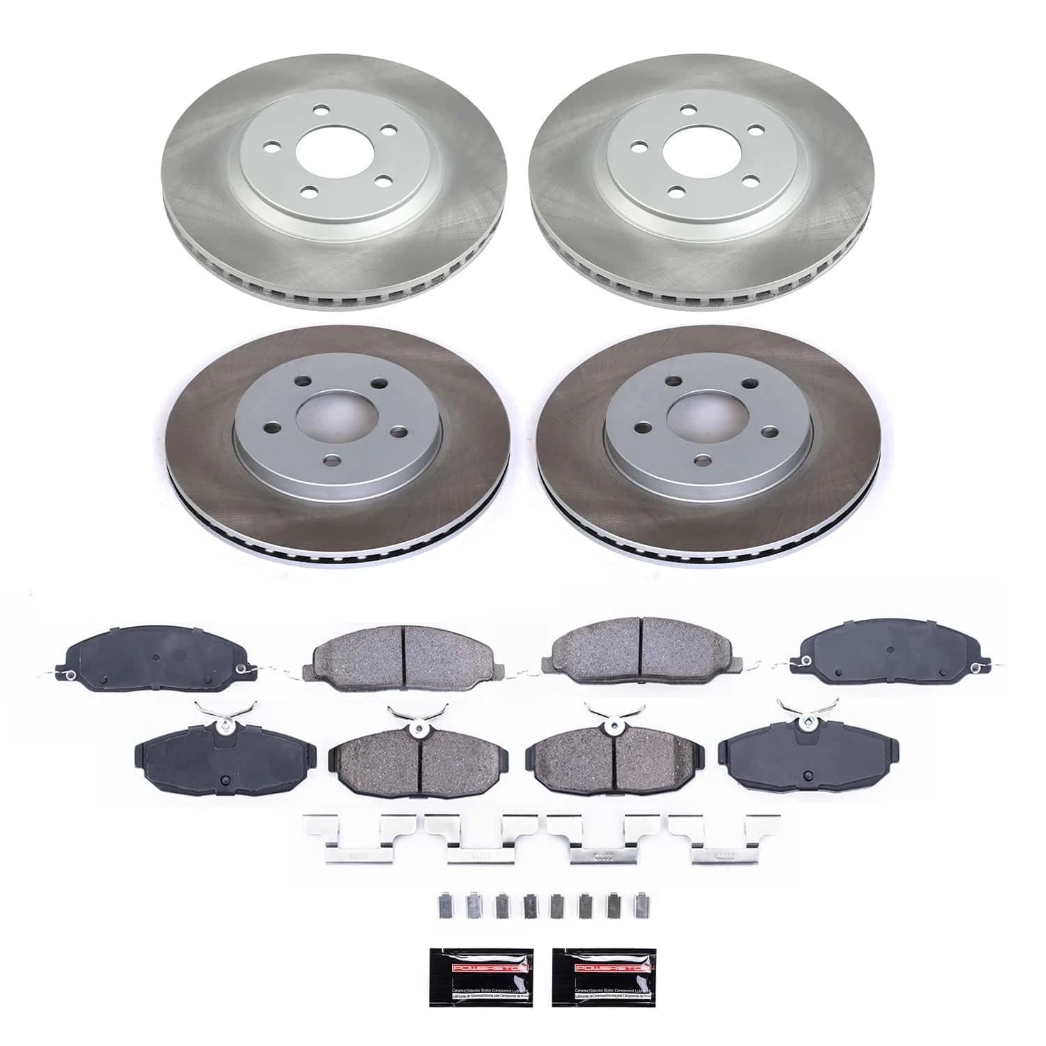 PowerStop Front and Rear Semi-Coated Rotor and Low-Dust Ceramic Brake Pad Kit SC1381