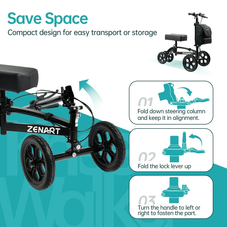 ZENART All-terrain Knee Scooter Foldable Walker for Foot