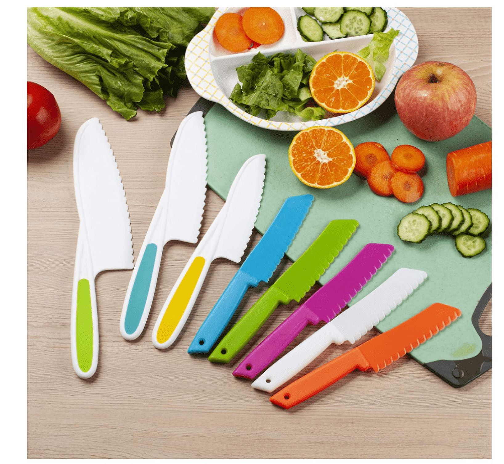 Nylon Chef Knife Children's Safe Cooking Knives for Cooking and Cutting Fruits, Veggies, Sandwiches & Cake - Perfect Starter Knife Set for Little