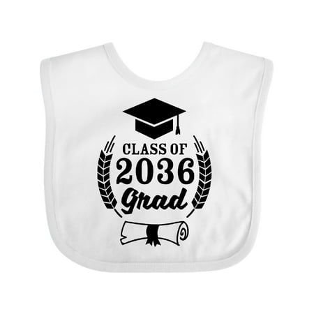 

Inktastic Class of 2036 Grad with Diploma and Graduation Cap Gift Baby Boy or Baby Girl Bib