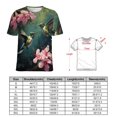 thumbnail image 2 of Flower Hummingbird Womens Tops Women's Fashion Casual Short Sleeve Flower Print Round Neck Pullover Top Blouse, 2 of 6