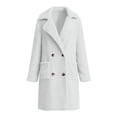 thumbnail image 6 of KICILVS Long Sherpa Jacket Women Fuzzy Button-Down Coat with Pockets Notched Collar Warm Winter Outerwear for Casual, 6 of 7