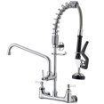 thumbnail image 1 of Bwe Grifo Para Fregadero Con Rociador Grifo Comercial Con Rociador Grifo Para Fregadero De Cocina De Montaje En Pared De 20 "De Altura Con Rociador De Preenjuague Centro Ajustable De 8" Para Restauran, 1 of 5