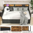 thumbnail image 5 of ZIVACATE Twin Daybed with Drawers, Metal Sofa Bed Frame with Upholstered Headboards & Charging Station, Day Bed Frame with Storage for Living Room, Bedroom, Apartment, Rustic Brown, 5 of 8