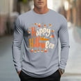 thumbnail image 2 of UVEASISHA Big and Tall Halloween Graphic Tees for Men Novelty Letter Print Long Sleeve T-Shirts Holiday Casual Crewneck Pullover Tops Birthday Gifts Gray 5XL, 2 of 6