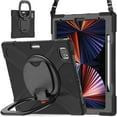 thumbnail image 2 of Funda con soporte de anillo ajustable para iPad de 9,7 pulgadas (2018) con correa para el hombro, gran soporte de anillo ajustable, protección contra golpes., 2 of 5
