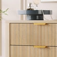 thumbnail image 7 of Fluted 5 Drawer Dresser, 45 Inch Tall Slim Dresser for Small Spaces, Modern Farmhouse Wooden Chest of Drawers for Bedroom Nursery Apartment, Easy Assembly, Oak, 7 of 7