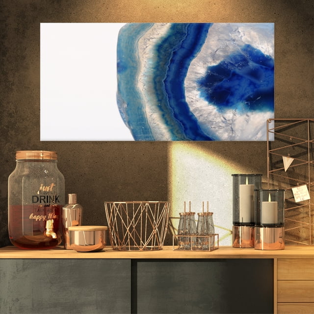 Macro de Pierre d'Agate Bleue - Impression sur Toile Abstraite