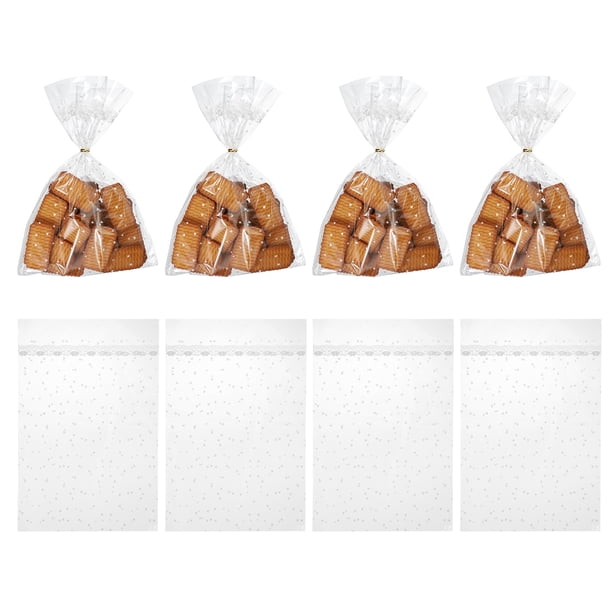 Uxcell 100 Contar Bolsas de Regalo Transparentes, Bolsas de Galletas de San Valentín Blancas 11.8" x 7.9"