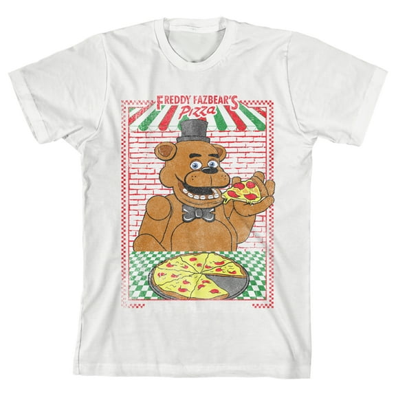 Bioworld Five Nights at Freddy's Fazbear's Pizza Fast Delivery Ad Layout Screen Print on White-XS