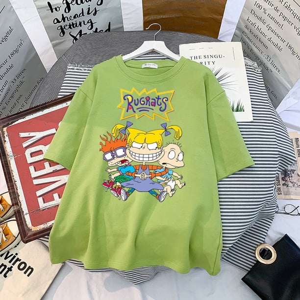 Camisetas de algodón de estilo Vintage de cómics elegantes, camisetas holgadas de verano con cuello redondo para mujer, nuevas camisetas de Harajuku para adolescentes de 2021, ropa Kawaii para estudia