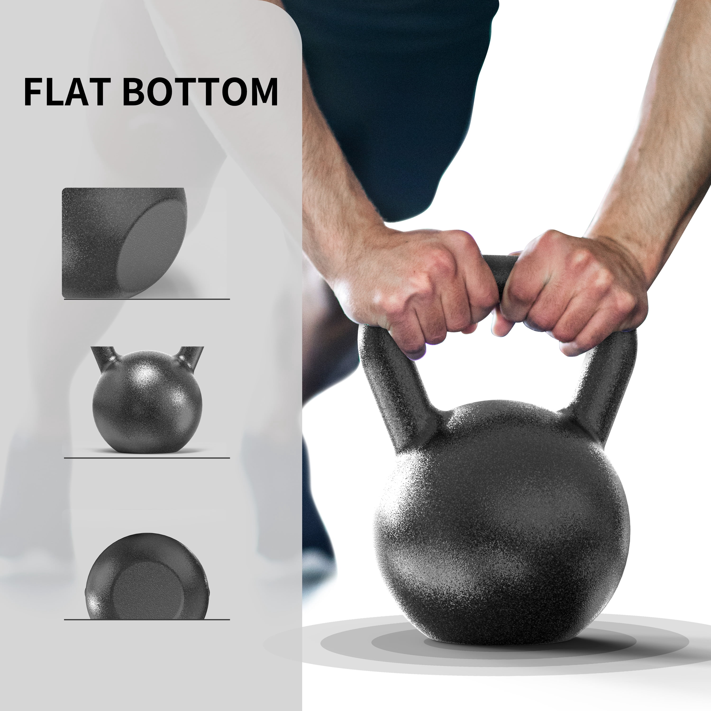 Athletic Works 15lb Kettlebell, Casting Iron, Durable Hammertone Finish, Black