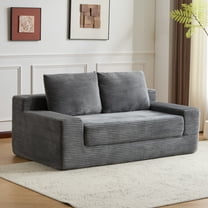 Miniyam Corduroy Convertible Loveseat Sofa with Removable Cushions, 2-Seater Couch for Living Room, No Assembly Required, Gray
