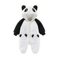 thumbnail image 4 of XFHLMJFF Jumpsuits Baby Panda Ainmal Cartoon Outfit Fold Over Mittens Footies Coveralls Girls Boys Solid Color Long Sleeve Winter Warm Hooded Snowsuit One Piece Size 12-18 Months, 4 of 5