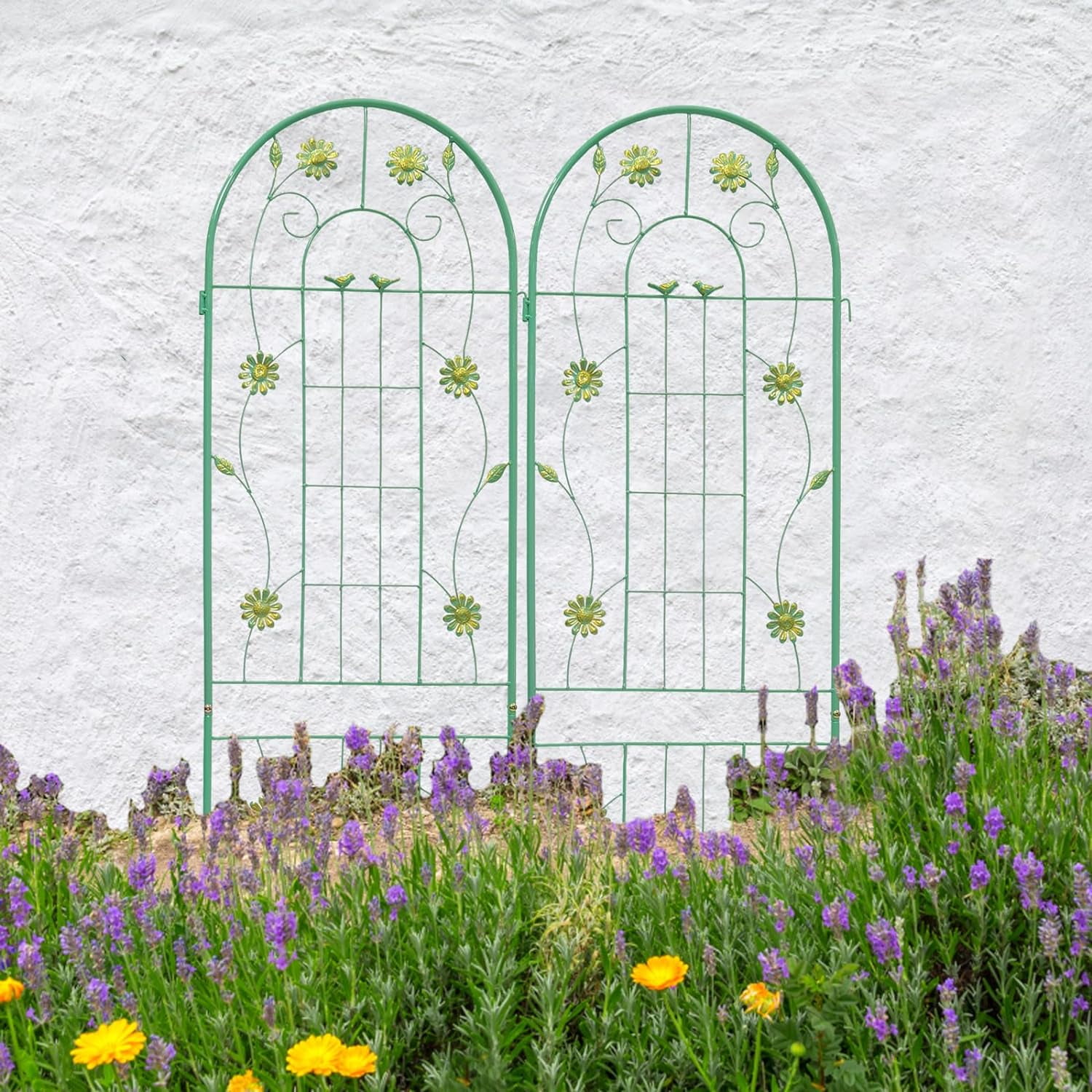 4 Pack Large Garden Trellis 86.7" H x 19.7" W Heavy Duty Rustproof Green Iron Plant Trellis for Potted Plant Support Metal Climbing Rose Trellis Vine Vegetable Cucumber