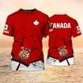 thumbnail image 1 of T-shirt Imprimé Drapeau National du Canada pour Hommes Motif Feuilles d'Érable Rouges T-Shirts Confortables Respirants Été Col Rond Manches Courtes, 1 of 5