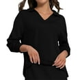 thumbnail image 6 of YUGYXL Women's Side Split Sweatshirt Lounge Solid Color Long Sleeve Clothes V Neck Collared Blouses Black M, 6 of 8