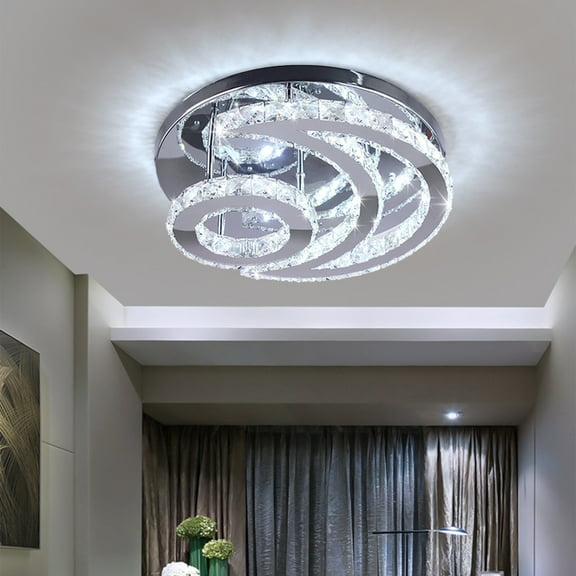 Modern Crystal Moon Shaped Ceiling Light Fixture LED Chandelier Bedroom Lamp 43W