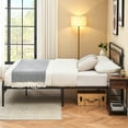 thumbnail image 4 of Yesfashion Queen Platform Bed Frame/Mattress Foundation with Rustic Vintage Wood Headboard, Strong Metal Slats Support, No Box Spring Needed, 4 of 8