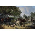 thumbnail image 2 of Herring, John Frederick 24x17 Black Ornate Wood Framed with Double Matting Museum Art Print Titled - Horses-pigs and chickens in a farmyard, 2 of 4