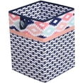 thumbnail image 4 of Bacati Collapsible Cotton Percale Fabric Laundry Hamper, Aztec Emma Coral, 4 of 7