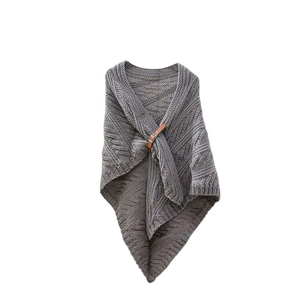 Minnieouse Chal de mujer, abrigos cálidos de otoño, bufanda de hombro de Color sólido, Poncho, decoración de moda, prendas de vestir Accesorios de disfraces Gris