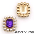 thumbnail image 1 of 20Pcs/Lot 21*25MM Alloy Pearl Rhinestone Flat Bottom Sewing Buckle Handmade DIY Apparel Wedding Decoration Accessories Dark Purple, 1 of 6