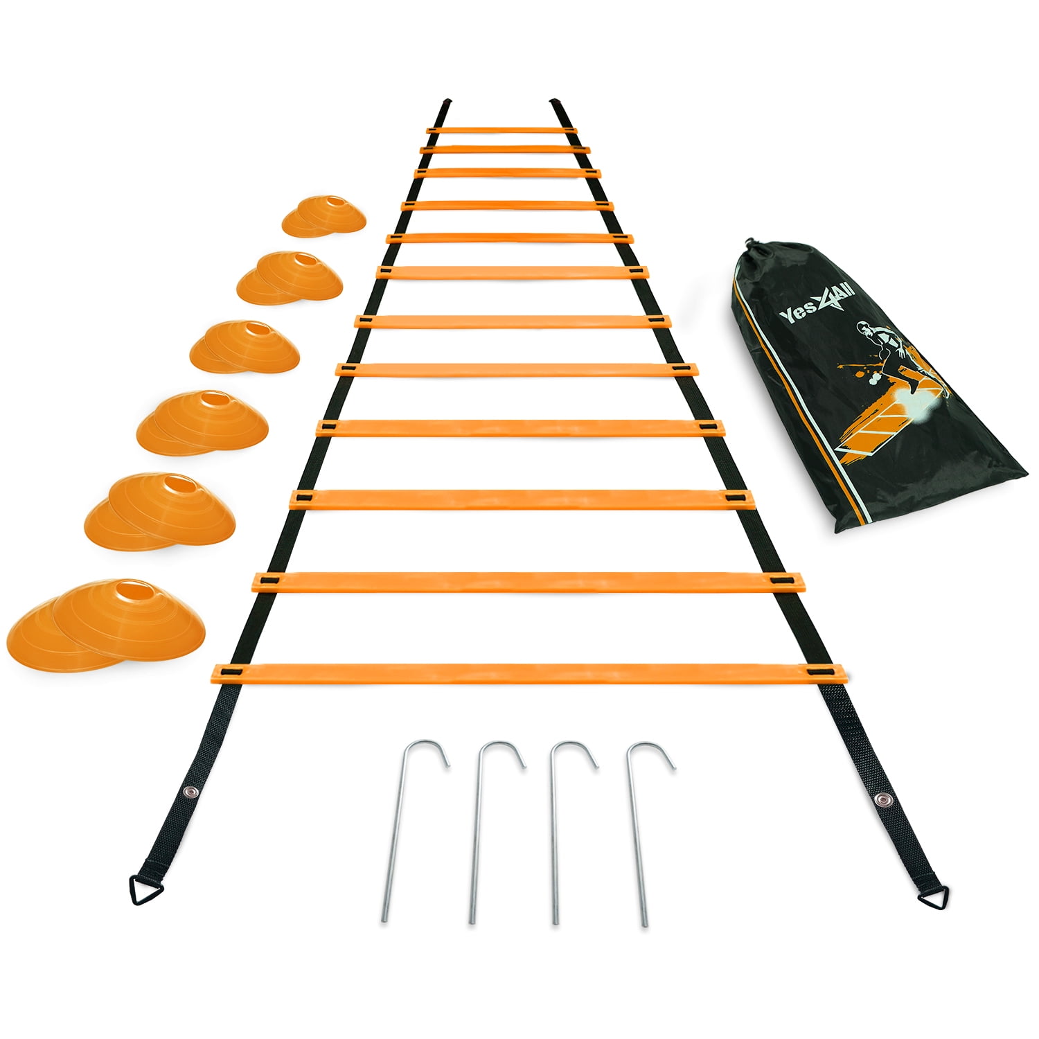 Yes4All Speed Agility Ladder with Carry Bag Multi Choice 8, 12, 20