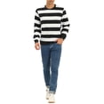 thumbnail image 2 of Lars Amadeus Men's Striped Sweatshirt Regular Fit Round Neck Long Sleeves Printed Pullover Sweatshirts M White Black, 2 of 7