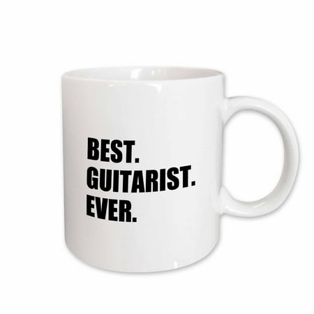 

3dRose Best Guitarist Ever - fun gift for talented guitar players black text Ceramic Mug 11-ounce