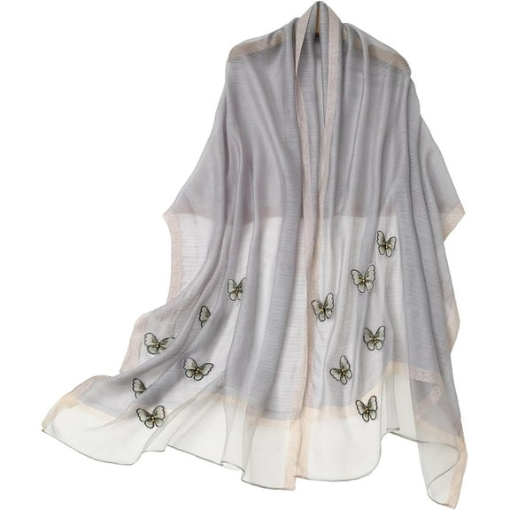 Embroidered Long Scarf Lightweight Wrap for Evening Party Fashion Pashmina Shawl Wraps for Women Formal