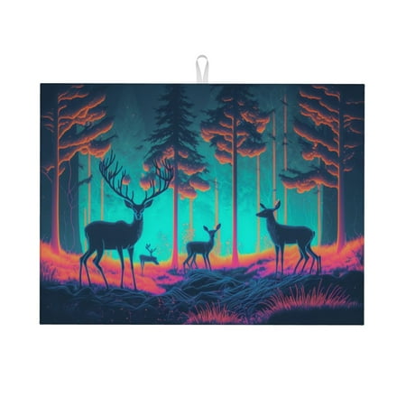 

Minimalist Colorful Deer Dish Drying Mat Absorbent Microfiber Dishes Drainer Mats for Kitchen Counter 24 x 18in