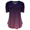 thumbnail image 4 of Womens Casual Gradient Printing Tops V Neck Short Sleeve Ruched T Shirts Top Tee Curved Hem Top Teen T Shirt Apparel T Womens Athletic Tee Shirts Womens Short Sleeve Spandex Long Sleeve Women Active, 4 of 5