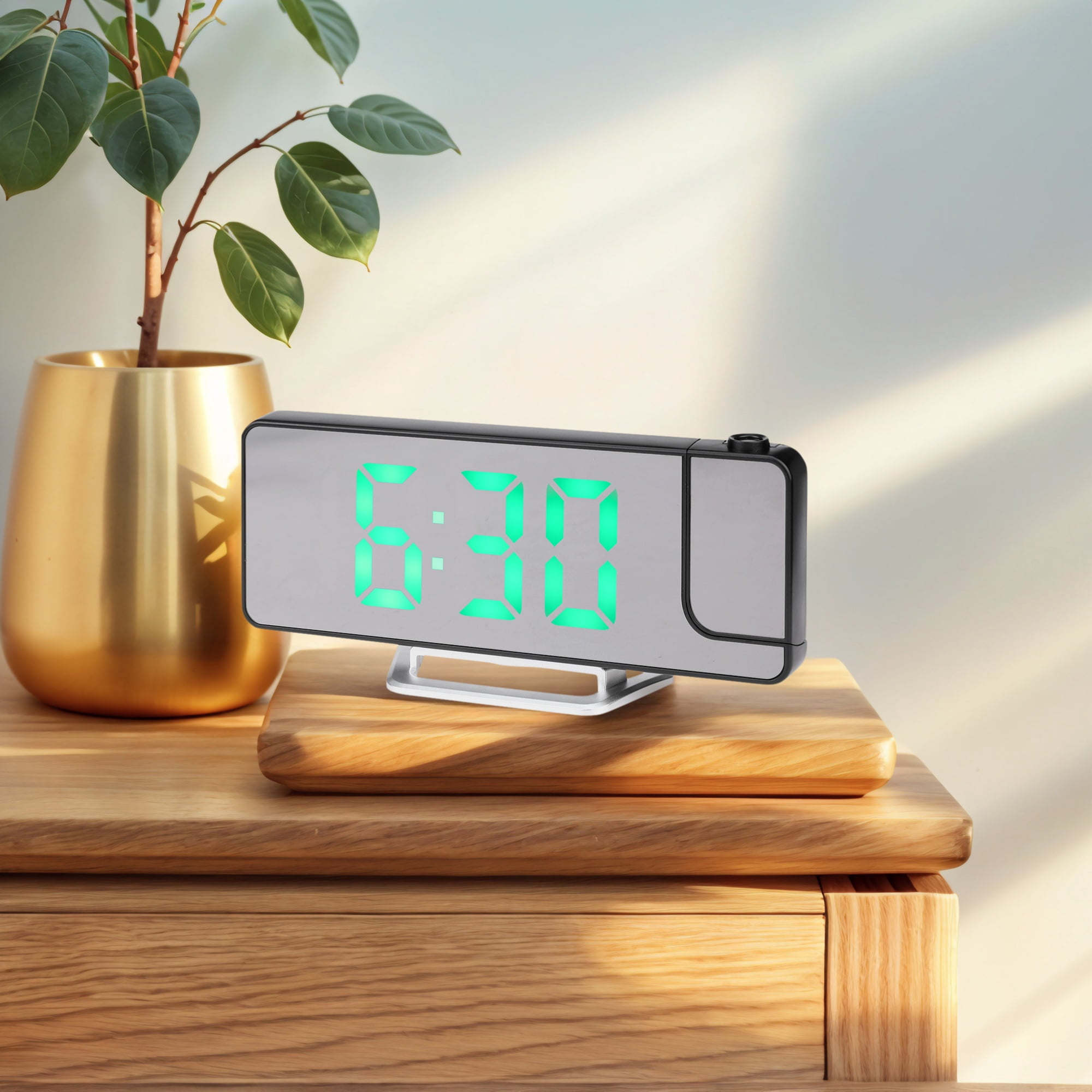 Unique Bargains 2 Pcs Projection Alarm Clocks for Deep Sleepers Green/Pink