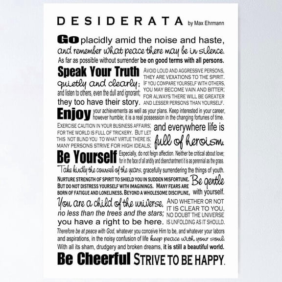 Desiderata - Black And White Poster- Unframed Poster | Wall Art | Perfect For Home Decor & Gifts, 18x24