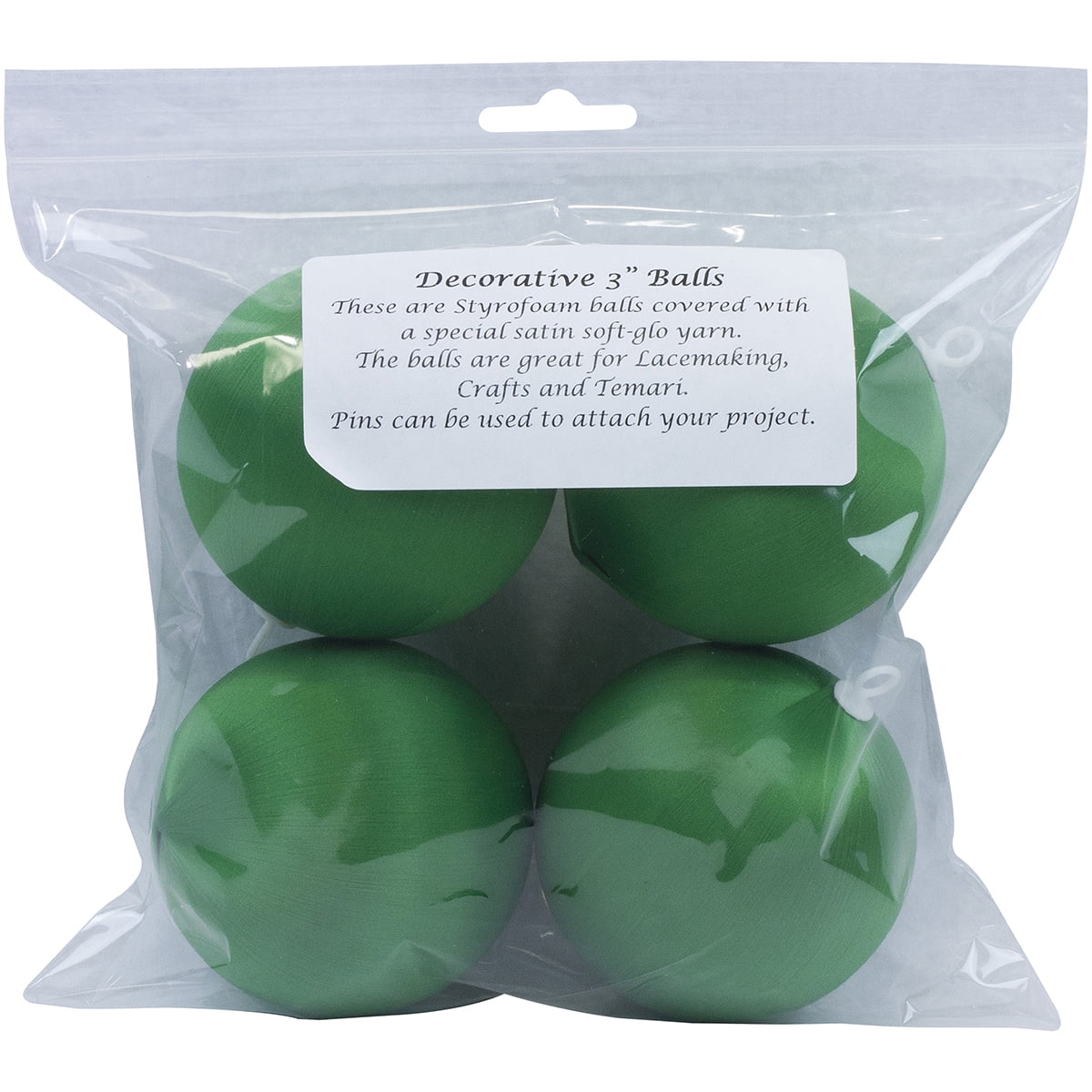 Decorative Satin Covered Styrofoam Balls 3" 4/PkgChristmas Green
