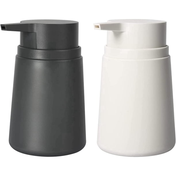 Dos dispensadores de jabón con bombas de plástico (blanco y negro), desinfectante líquido para manos, bomba antioxidante para cocina y baño, adecuado para loción, aceite esencial, jabón líquido