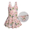 thumbnail image 5 of Xixirimido Panda Strawberry Daisy Pink Print Girls One Piece Swimsuits Modest Bathing Suit for Kids Hawaiian Swimwear with Skirt Sleeveless Swim Dress for Beach Water Park, 3-4 Years, 5 of 7