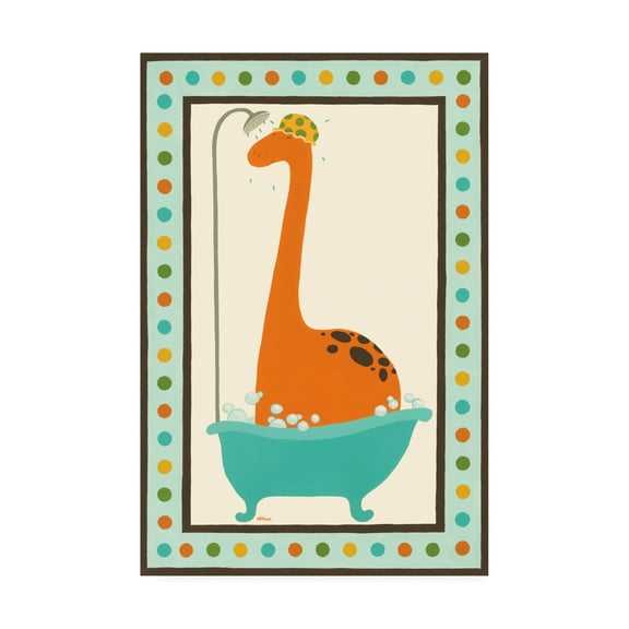 Trademark Fine Art 'Rub A Dub Dino I Childrens Art' Canvas Art by June Erica Vess